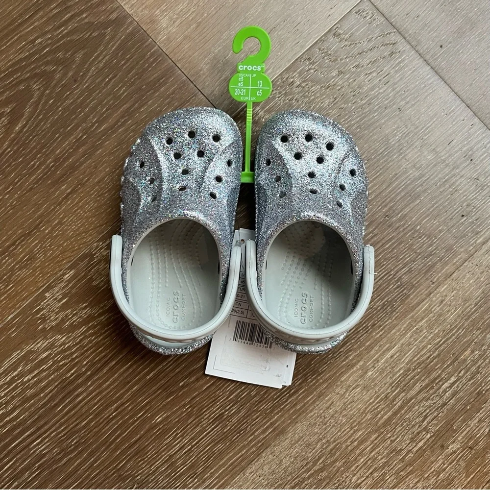 CROCS Glitter Silver Gray Toddler Girl Size 5